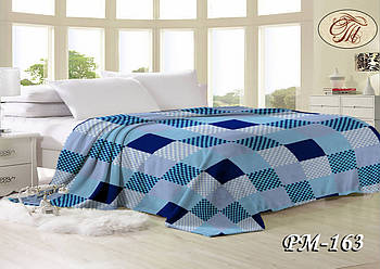 Плед з флісу Клітка блакитна (160х210)