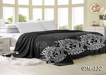 Плед з флісу Чорно-сірий версаче (140*210)