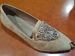 Туфлі жіночі Kors Vigotti замша коричневі з риссю спереду