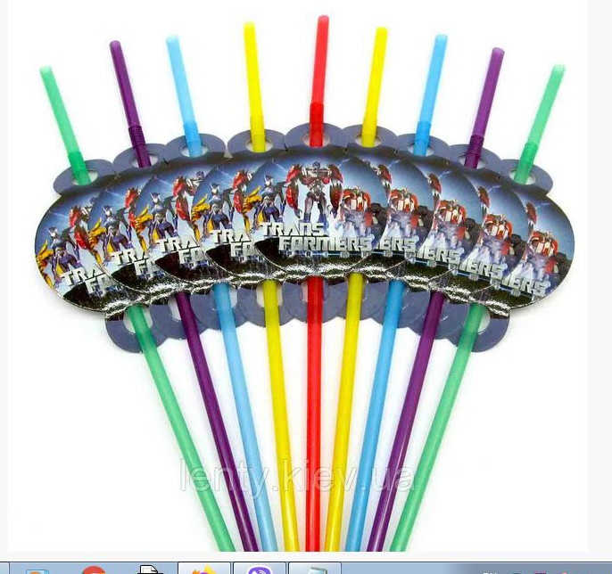 Коктейльні трубочки без гофри (10 шт/уп.) ВЕЛИКІ - Трансформери, Синій