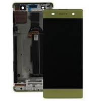 Дисплей для Sony F3111 Xperia XA, F3112, F3113 с сенсором (тачскрином) и рамкой золотистый Lime Gold Оригинал