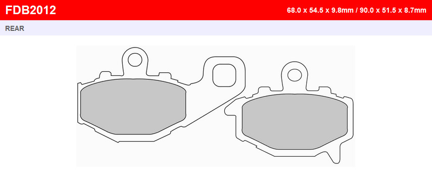 Тормозные колодки задние KAWASAKI ZX-6R / ZX-6RR Ninja 636/600 | EX 650 FE FDB2012P FERODO