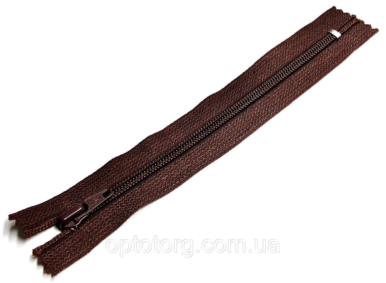 Блискавка шевська Темно коричнева 20см пластикова взуттєва