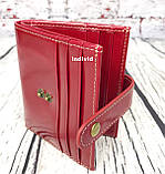 Гарний червоний гаманець. Жіночий шкіряний гаманець. Тонкий шкіряний гаманець. К3, фото 7