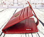 Гарний червоний гаманець. Жіночий шкіряний гаманець. Тонкий шкіряний гаманець. К3, фото 4