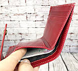 Гарний червоний гаманець. Жіночий шкіряний гаманець. Тонкий шкіряний гаманець. К3, фото 5