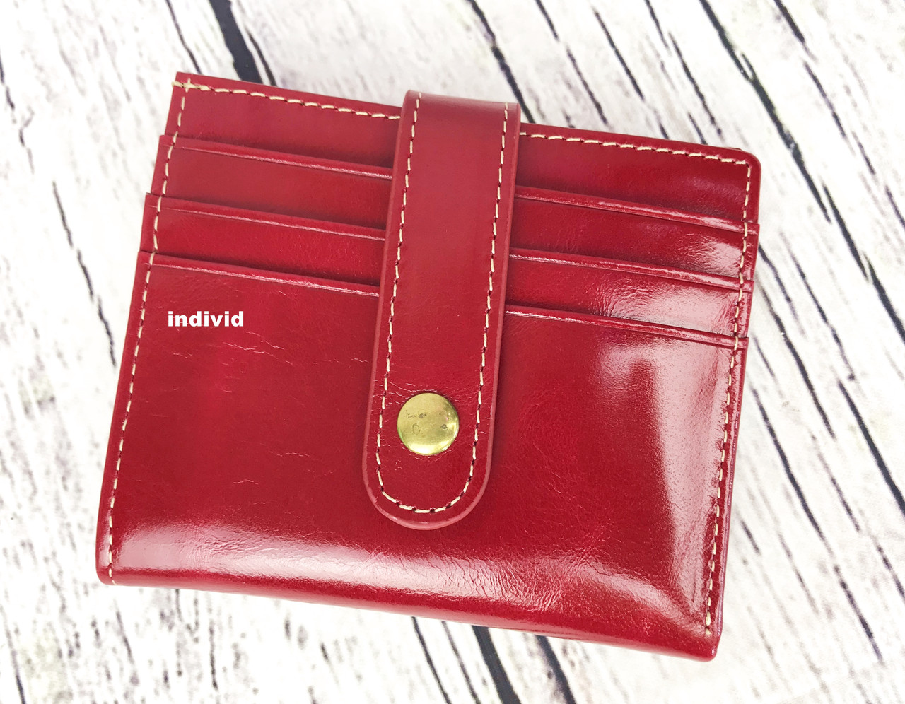 Гарний червоний гаманець. Жіночий шкіряний гаманець. Тонкий шкіряний гаманець. К3