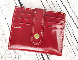 Гарний червоний гаманець. Жіночий шкіряний гаманець. Тонкий шкіряний гаманець. К3