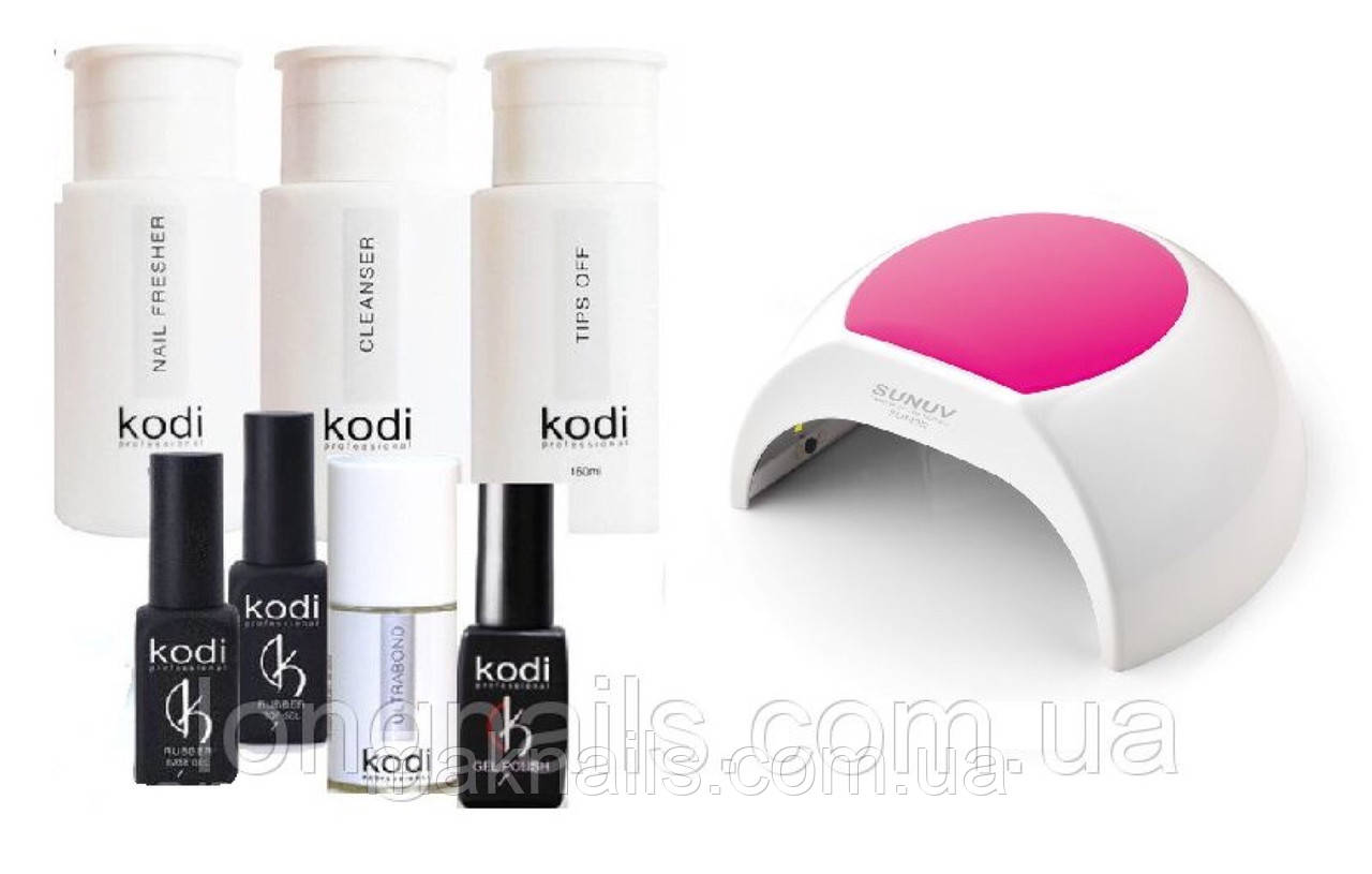 Стартовий набір гель лаків Kodi c Uv Led лампа SUN2 48 Вт. № 16. Оригінал