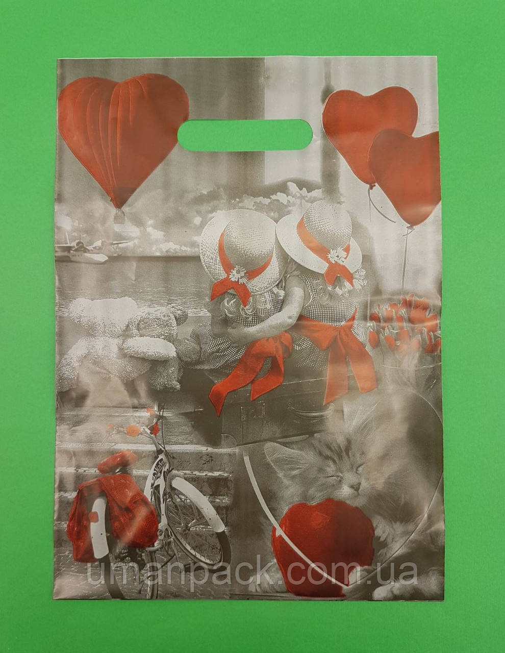 Пакети з вирубаною ручкою (24*35+3)"Шар "ХВГ (25 шт.)Поліетиленові пакети сумки