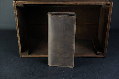 Чоловічий гаманець Лонг на 8 карти з натуральної шкіри колір Шоколад