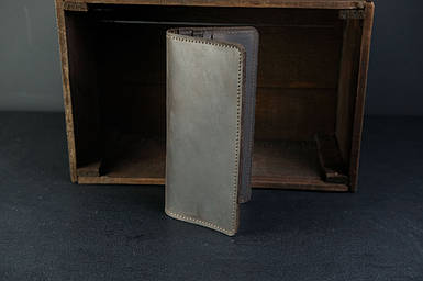 Чоловічий гаманець Лонг на 12 карти з натуральної шкіри колір Шоколад