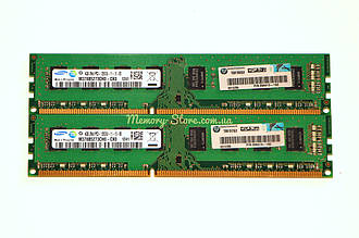 Комплект оперативної пам'яті для ПК 8GB (2x4GB) Samsung DDR3 2Rx8 PC3-12800 1600MHz, Intel та AMD, б/в