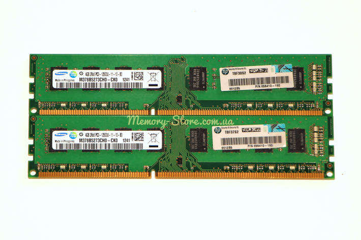 Комплект оперативної пам'яті для ПК 8GB (2x4GB) Samsung DDR3 2Rx8 PC3-12800 1600MHz, Intel та AMD, б/в, фото 1