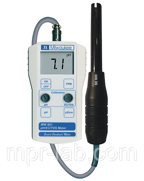 Комбінований pH/EC/TDS-METR Milwaukee MW801 PRO, ATC, калібрування ручне, Угорщина