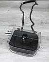 Прозора міні сумочка з чорною косметичкою силіконова маленька сумка крос боді на довгому ланцюжку, фото 3