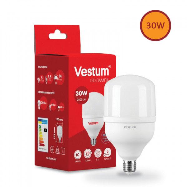 Світлодіодна лампа LED Vestum T100 30 W 6500 K 220 V E27