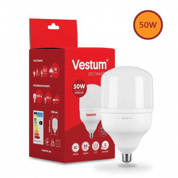 Світлодіодна лампа LED Vestum T140 50 W 6500 K 220 V E27