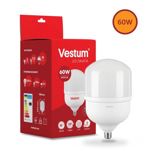 Світлодіодна лампа LED Vestum T160 60 W 6500 K 220 V E27