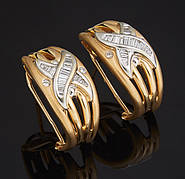 Жіночі сережки з жовтого золота з діамантами С41Л1№19