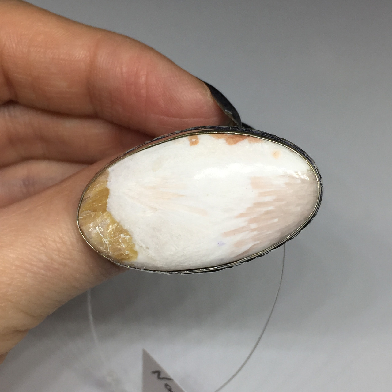 Сколецит кільце з натуральним сколецитом в сріблі 17,5-18 розмір Індія, фото 1