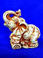 Статуэтка Нэцкэ Слон Netsuke Гипс 4.5x4.5x3 см Натуральный (00800)