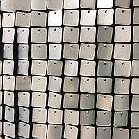 Квадратні паєтки 30 мм, на чорному планшеті, колір Matte Silver, 1 шт.
