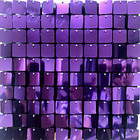 Квадратні паєтки 30 мм, на чорному планшеті, колір Violet, 1 шт.