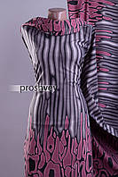 Тканина-французький трикотаж - темно-сірий, рожевий c абстракцією, двосторонній купон