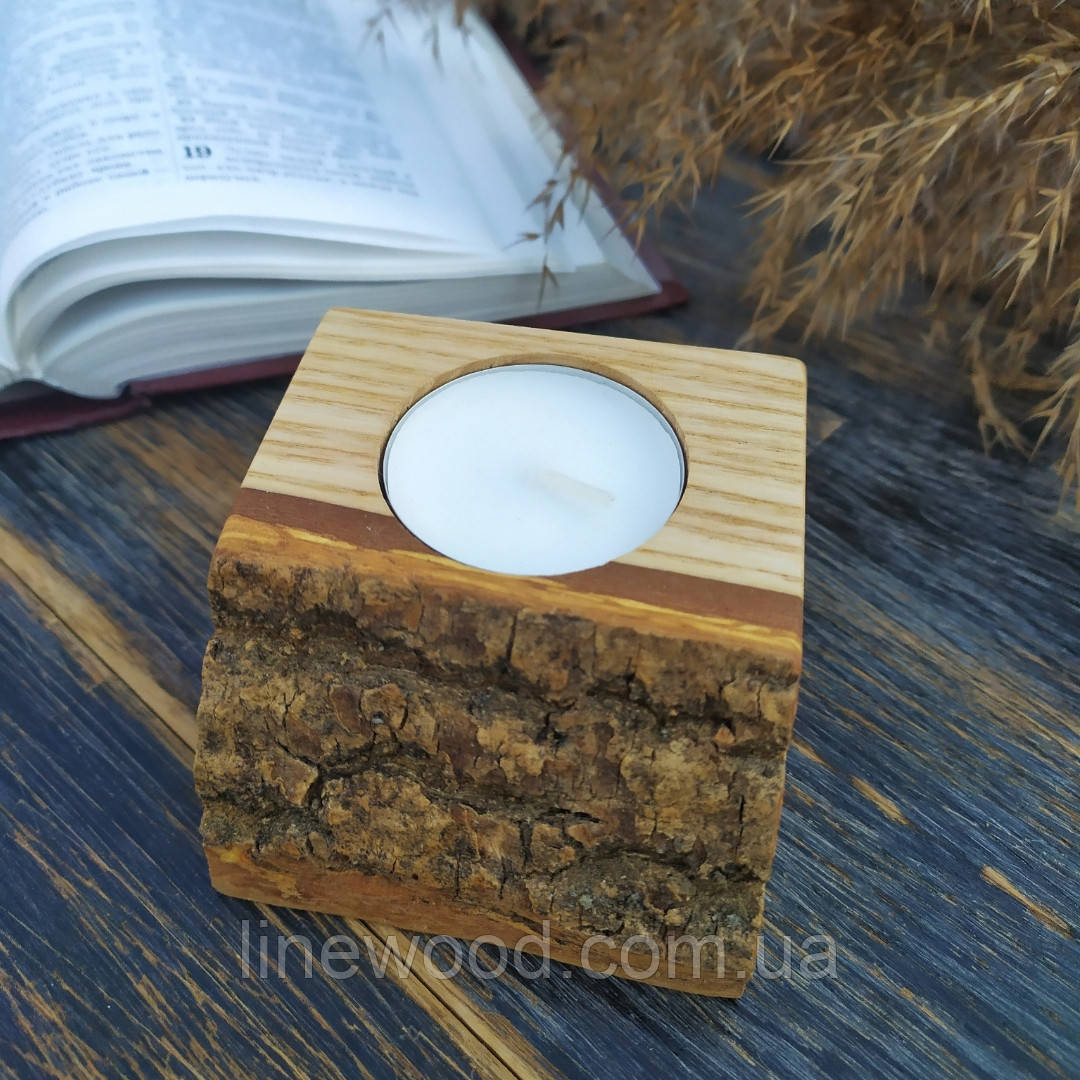 Підсвічник для чайної свічки з дерева (ясінь)