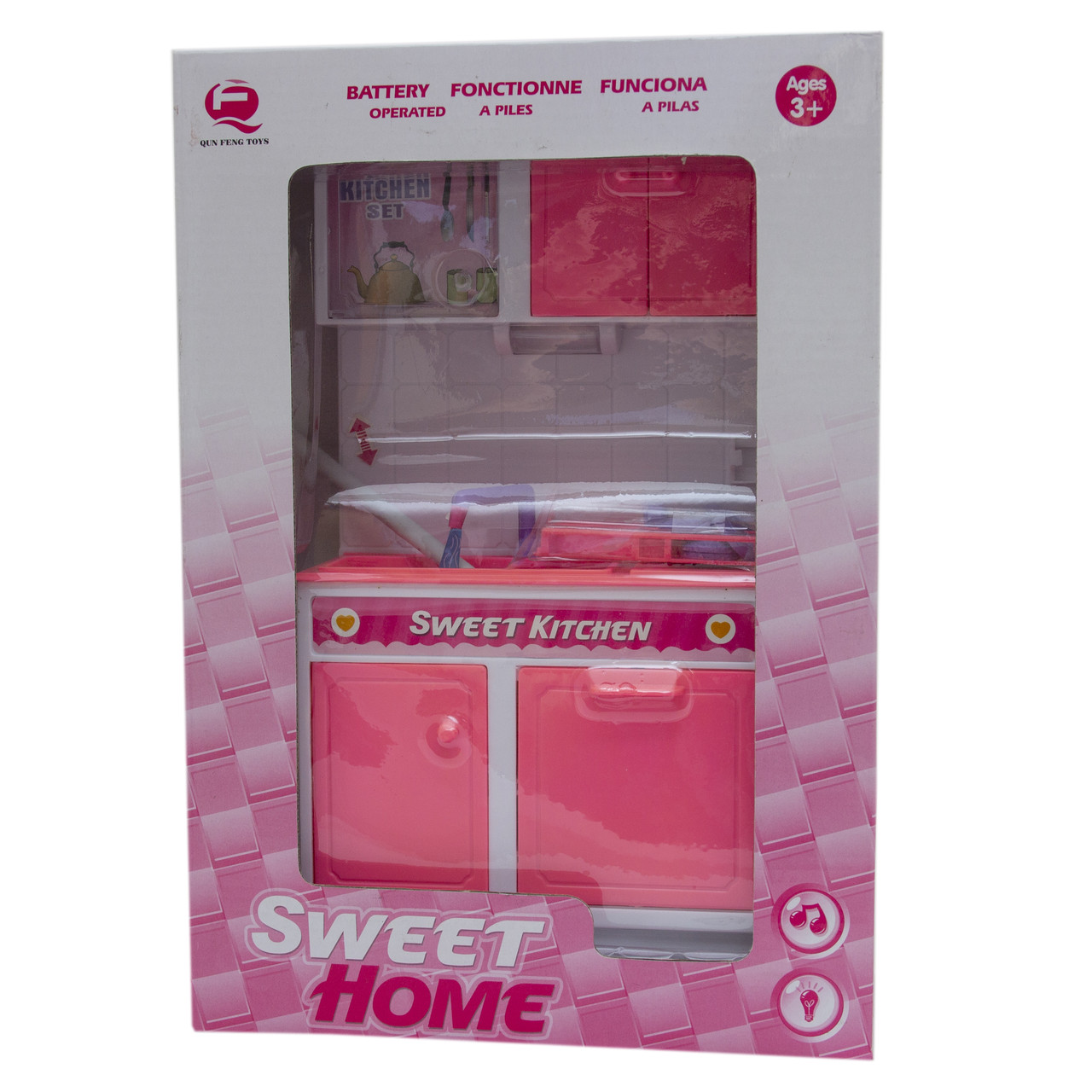 Ігровий набір - лялькова кухня "Милий дім", 23x10x32 см, рожева, пластик (2530P)
