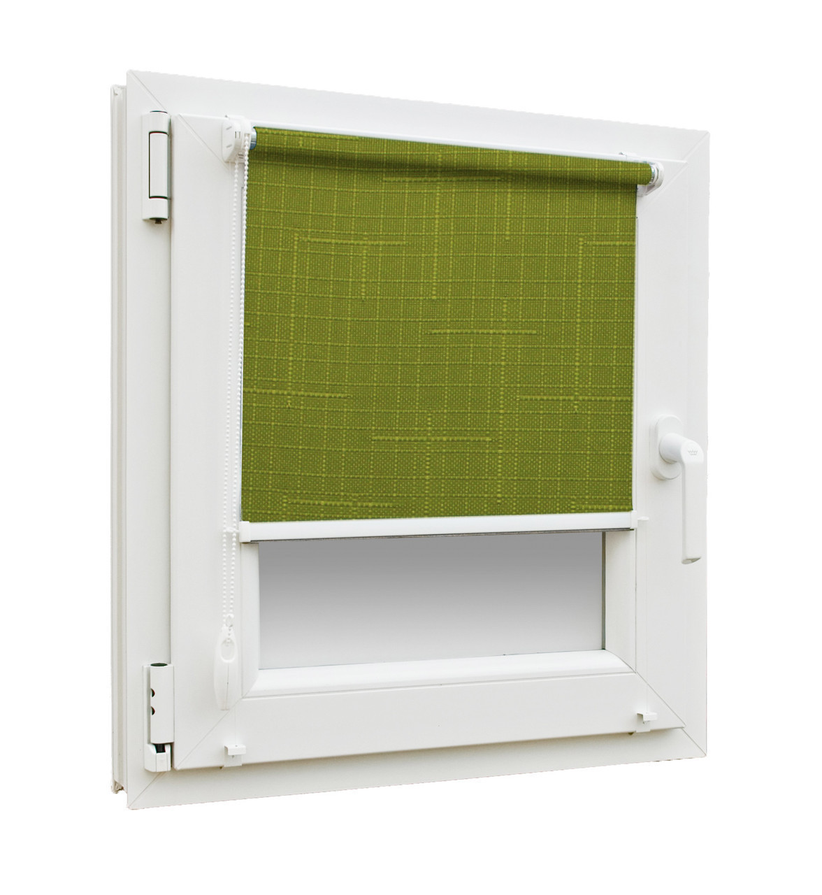 Готові рулонні штори Льон 7383 розмір 450х1650мм (оливковий) з фіксацією з фіксацією