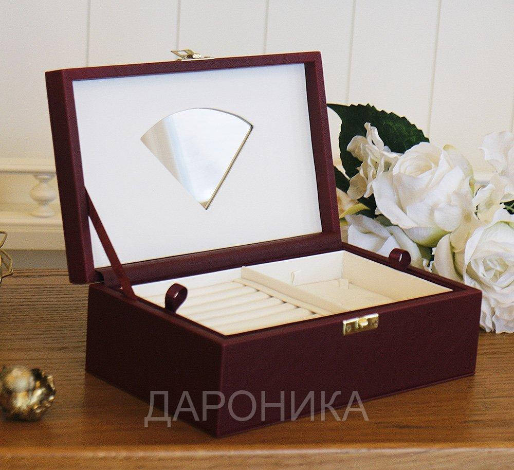 Шкатулка для ювелирных украшений 22*13,6*7,5 603426 бордовая