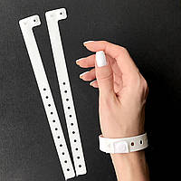 Контрольные виниловые браслеты на руку с логотипом для посетителей L - тип 16 мм White от 1000 шт