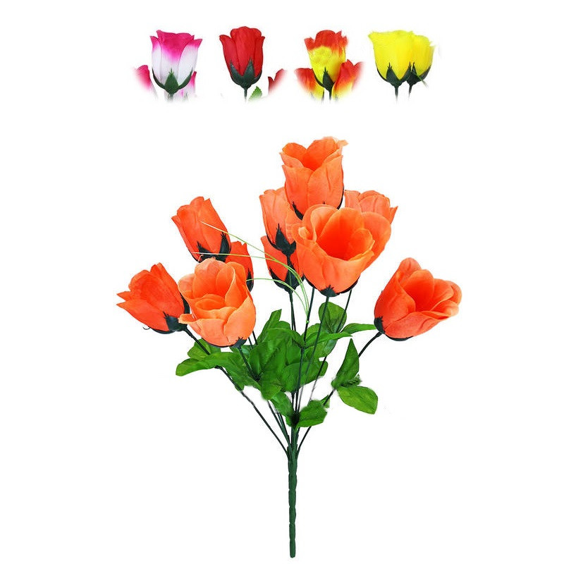 Букет штучний "Троянда" на 10 голів 460 мм кольори мікс, фото 1