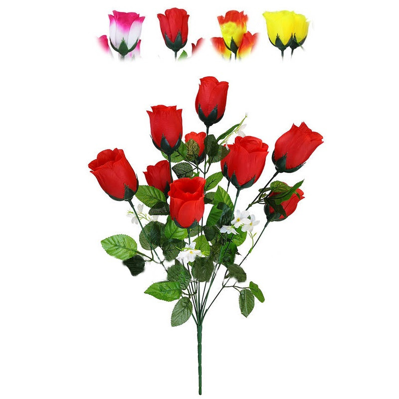 Букет штучний "Троянда" на 10 голів 530 мм кольори мікс, фото 1