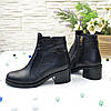 Черевики жіночі класичні шкіряні на невисокому стійкому каблуці, фото 6