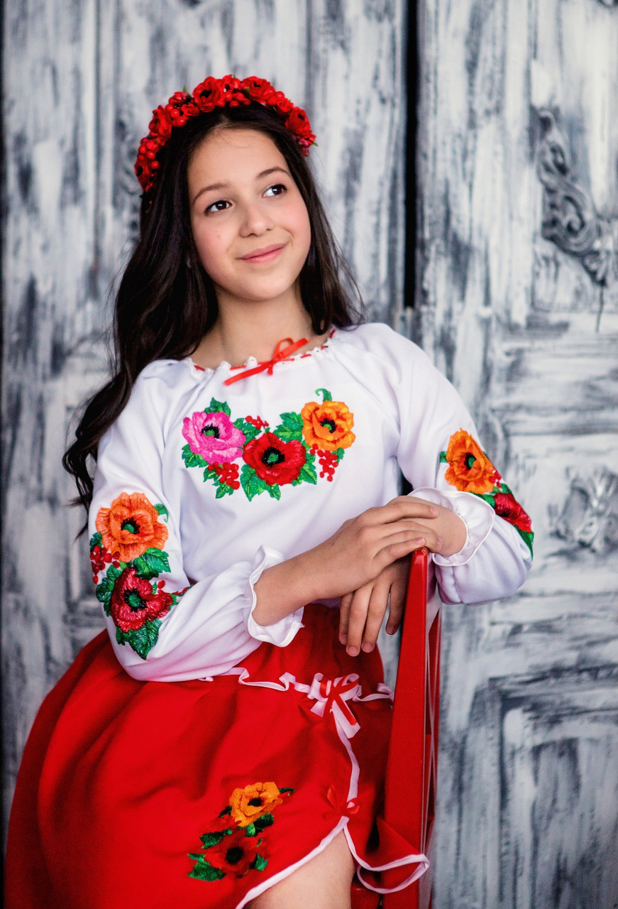 Вишитий костюм для дівчинки Колорит блузка та спідниця, фото 1