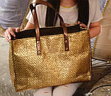 Сумка жіноча пляжна містка з ПЕ, колір золотий, фото 3