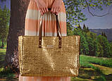 Сумка жіноча пляжна містка з ПЕ, колір золотий, фото 4