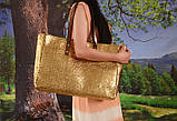 Сумка жіноча пляжна містка з ПЕ, колір золотий, фото 5