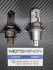 Світлодіодні LED лед лампи M3 (F2 mini) цоколь H4 (ближнє + дальнє) 55W, світло 6000К, фото 4