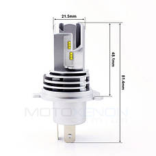 Світлодіодні LED лед лампи M3 (F2 mini) цоколь H4 (ближнє + дальнє) 55W, світло 6000К, фото 5