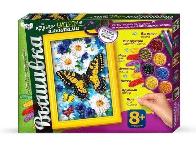 Вишивка великим бісером та стрічками дитячий набір тм Danko Toys