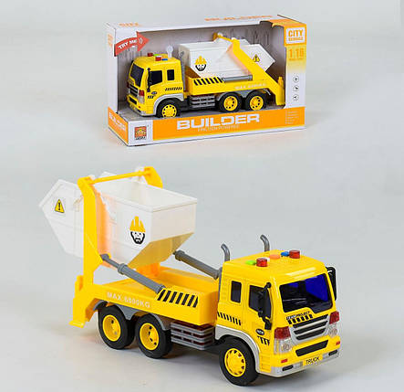 WY 310 F Сміттєвоз Спецтехніка інерція, світло, звук, у коробці 32*12*19 см, фото 2