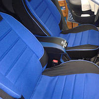 Чехлы сидений ВАЗ 2107 Пилот кожзаменитель черный и ткань синяя