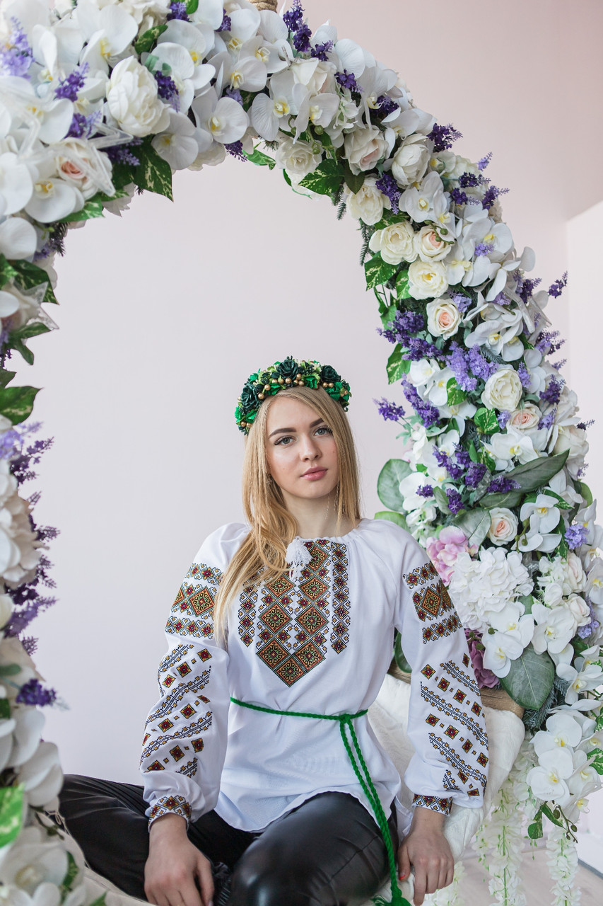 Вишиванка жіноча Гламур домоткане полотно, фото 1