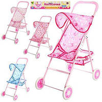 KM881 Игрушка Коляска для куклы, прогулочная, корзина, колеса 4шт 11см,48-33-64см,в кульке, 60-32-7см