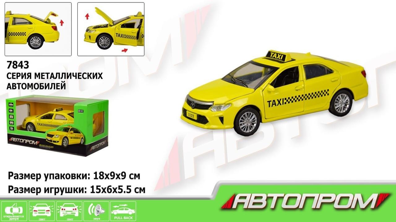 KM7843 Машина метал. "АВТОПРОМ" 1:32 TAXI, світло, звук, в коробці 18*9*9см