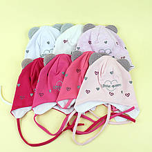 28635 Дитяча шапочка з вушками дівчинці Little Queen р.42-44